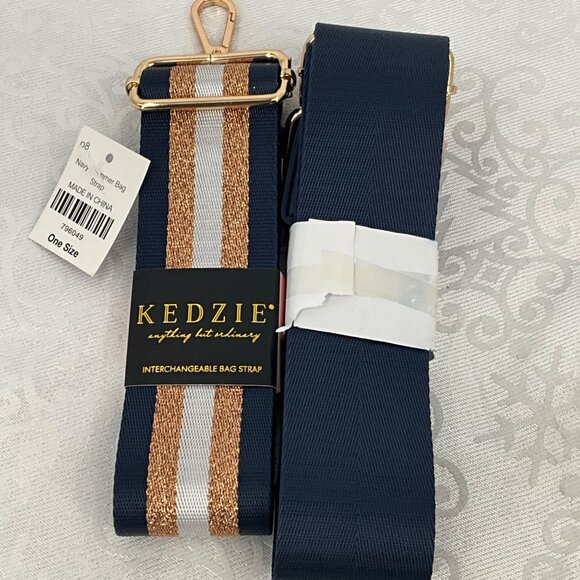 Kedzie Interchangeable Bag Strap Adjustable One Size Navy & Copper Stripes With - Picture 2 of 4